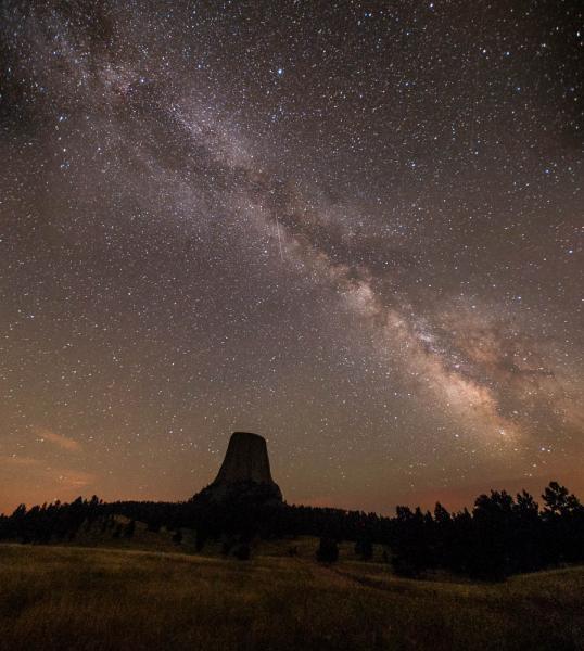 The Milky Way and Devils Tower National Monument, WY