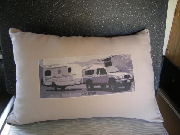 Trailer pillow - done with my inkjet printer.