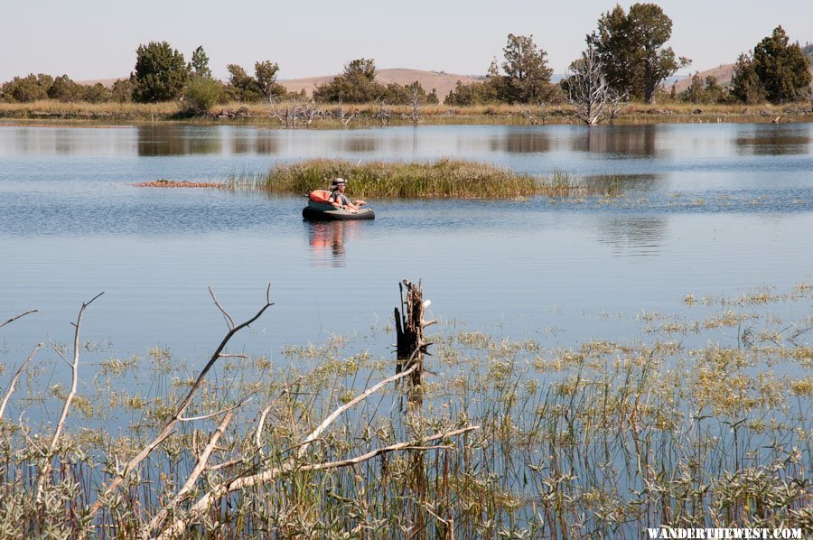 Vee Lake with Floating Fisherman