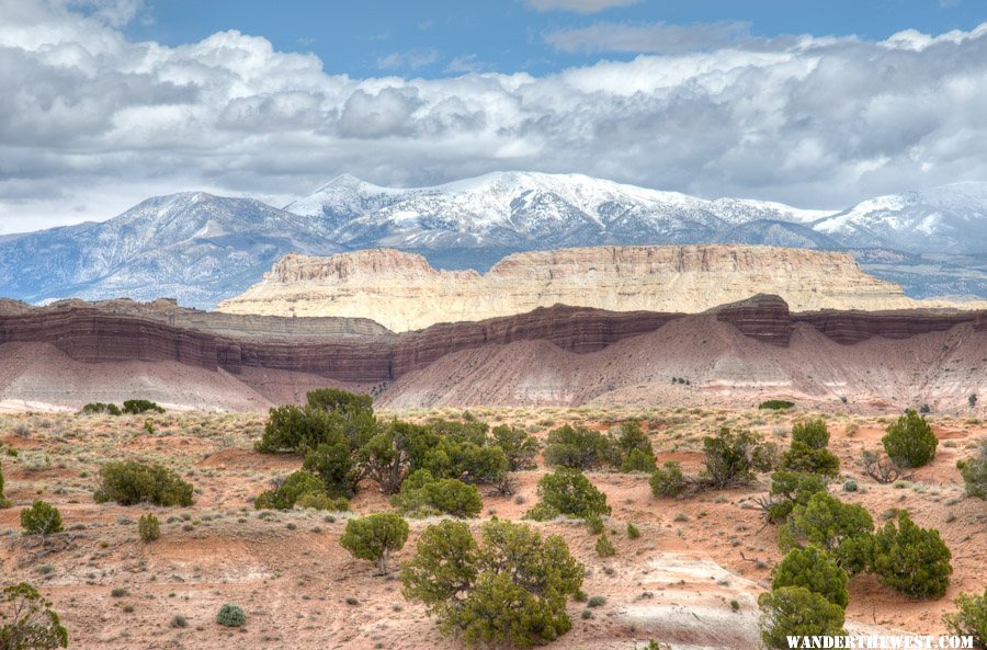 View of Newly-Snowy Henry Mts.