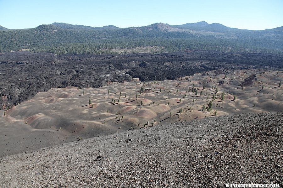 View of the Fantastic Lava Beds and Painted Dunes from the top of the Cinder Cone