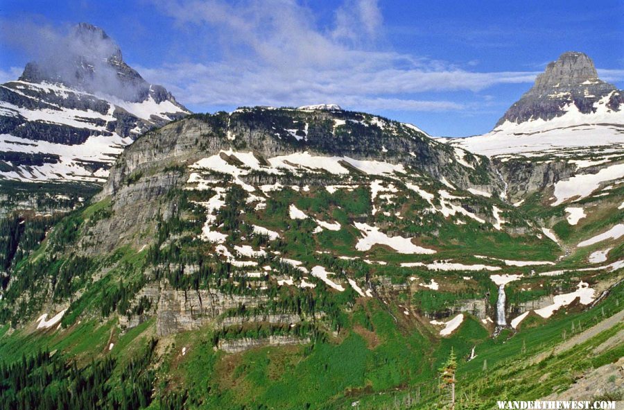 Waterfalls along The-Going-to-the-Sun Road