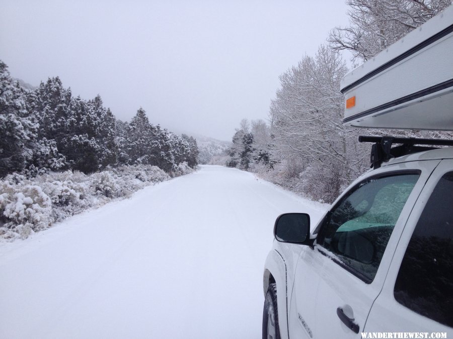 Wheeler Peak Drive near Lower Lehman campground in winter