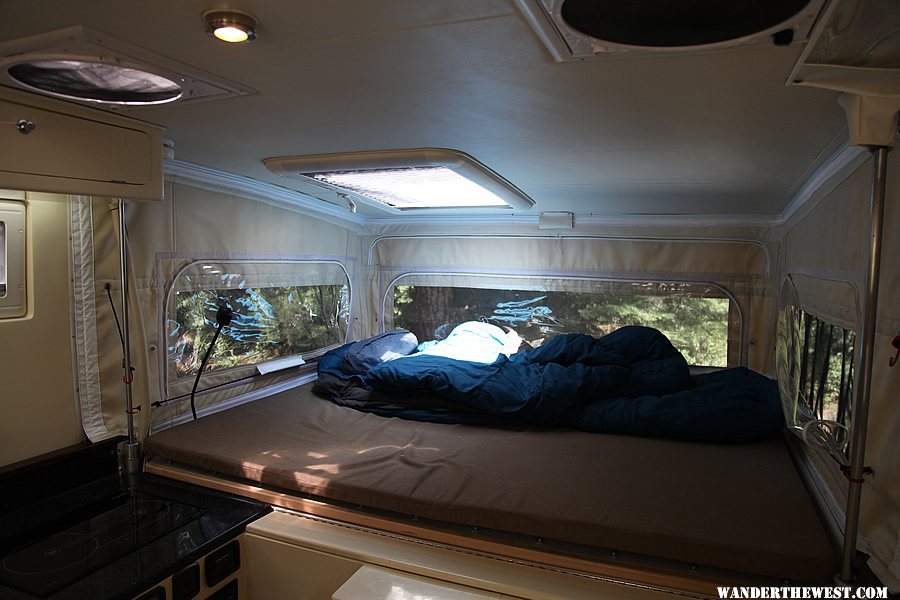 XPCamper Interior With Skylight Open to Sunlight